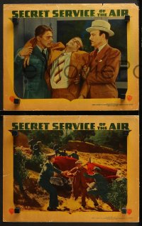 1w765 SECRET SERVICE OF THE AIR 3 LCs 1939 Ronald Reagan, memoirs of its ex-chief, rare scene cards!