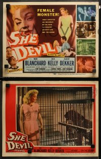 1w297 SHE DEVIL 8 LCs 1957 sexy inhuman female monster who destroyed everything she touched!