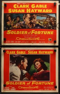 1w306 SOLDIER OF FORTUNE 8 LCs 1955 Clark Gable, gorgeous Susan Hayward, Michael Rennie, Dmytryk!