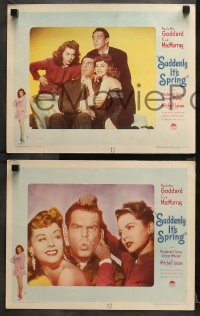 1w642 SUDDENLY IT'S SPRING 4 LCs 1946 Fred MacMurray and sexy Paulette Goddard, Vargas border art!