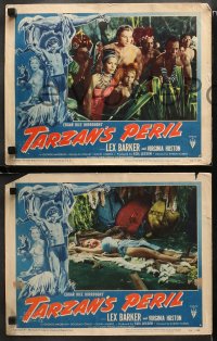 1w789 TARZAN'S PERIL 3 LCs 1951 Lex Barker in the title role, it had to be filmed in Africa!