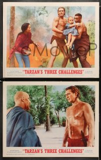 1w338 TARZAN'S THREE CHALLENGES 8 LCs 1963 Edgar Rice Burroughs, Jock Mahoney, Woody Strode!