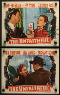 1w658 UNFAITHFUL 4 LCs 1947 sexy Ann Sheridan, Lew Ayres, Zachary Scott, love triangle film noir!