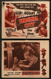1w374 VIRGINIA CITY 8 LCs R1956 Errol Flynn, Hopkins, top billed Randolph Scott & Humphrey Bogart!
