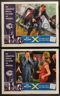 1w805 X: THE MAN WITH THE X-RAY EYES 3 LCs 1963 AIP sci-fi, it strips souls, sexy women & money!