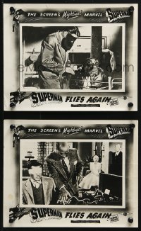 1x165 SUPERMAN FLIES AGAIN 2 English FOH LCs 1954 different images w/ great border art, ultra-rare!