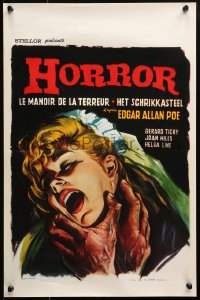 1y389 BLANCHEVILLE MONSTER Belgian 1966 Edgar Allan Poe, Horror, cool art of victim!