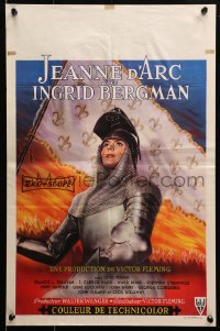 1y426 JOAN OF ARC Belgian R1950s classic art of Ingrid Bergman in full armor on horse!