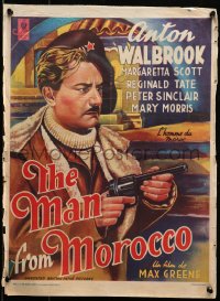 1y440 MAN FROM MOROCCO Belgian 1946 art of Anton Walbrook holding a pistol!