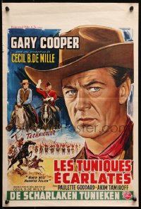 1y447 NORTH WEST MOUNTED POLICE Belgian R1950s Cecil B. DeMille, close-up art of Gary Cooper!