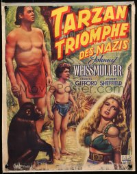 1y469 TARZAN TRIUMPHS Belgian 1943 Johnny Weissmuller & Frances Gifford as Zandra, different!