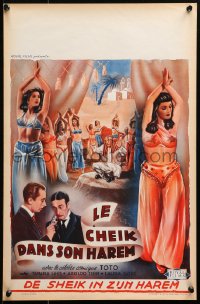 1y477 TOTO THE SHEIK Belgian 1950 great art of many sexy harem girls surrounding wacky Toto!