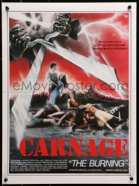 1y497 BURNING French 16x21 1982 great summer camp giant scissor killer horror artwork by Ambrieu!