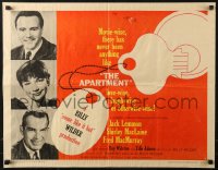 1y546 APARTMENT style A 1/2sh 1960 Billy Wilder, Jack Lemmon, Shirley MacLaine, key-in-lock art!
