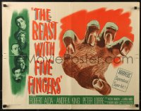1y550 BEAST WITH FIVE FINGERS style A 1/2sh 1947 Peter Lorre, Robert Alda, Andrea King, hand art!