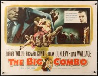 1y556 BIG COMBO style A 1/2sh 1955 art of Cornel Wilde & sexy Jean Wallace, classic film noir!