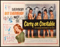 1y569 CARRY ON CONSTABLE 1/2sh 1961 wacky art of naked English cops in the shower!