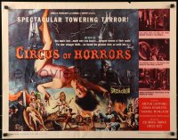1y573 CIRCUS OF HORRORS 1/2sh 1960 wild horror art of super sexy trapeze girl hanging by neck!