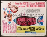 1y589 DR. GOLDFOOT & THE GIRL BOMBS 1/2sh 1966 Mario Bava, Vincent Price & sexy half-dressed babes!
