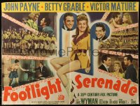 1y600 FOOTLIGHT SERENADE style B 1/2sh 1942 sexy Betty Grable, John Payne, Victor Mature!