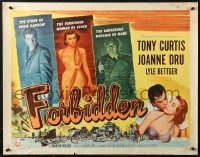 1y602 FORBIDDEN style B 1/2sh 1954 only Joanne Dru could give Tony Curtis his kind of love!