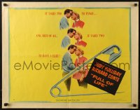 1y605 FULL OF LIFE style A 1/2sh 1957 artwork of newlyweds Judy Holliday & Richard Conte!