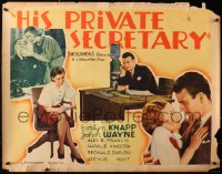 1y628 HIS PRIVATE SECRETARY 1/2sh 1933 two images of young John Wayne with his girl Friday!