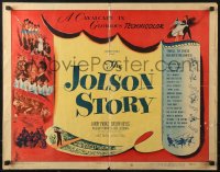 1y644 JOLSON STORY 1/2sh 1946 Larry Parks & Evelyn Keyes in bio of the greatest entertainer!