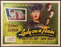 1y650 LADY ON A TRAIN 1/2sh 1945 sexy detective Deanna Durbin is on a manhunt, ultra-rare!