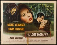 1y658 LOST MOMENT 1/2sh 1947 close up romantic art of Susan Hayward & Bob Cummings by gothic house!