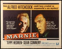 1y666 MARNIE 1/2sh 1964 different split image of Sean Connery & Tippi Hedren, Alfred Hitchcock