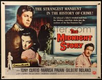 1y671 MIDNIGHT STORY style A 1/2sh 1957 Tony Curtis in the strangest San Francisco manhunt in crime's history!