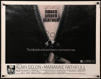 1y680 NAKED UNDER LEATHER 1/2sh 1970 Alain Delon, super c/u of sexy Marianne Faithfull unzipping!