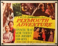 1y694 PLYMOUTH ADVENTURE style A 1/2sh 1952 Spencer Tracy, Gene Tierney, cool art of ship at sea!