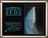1y707 RETURN OF THE JEDI int'l 1/2sh 1983 George Lucas, art of hands holding lightsaber by Reamer!