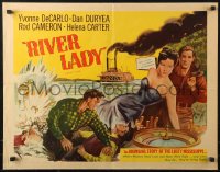 1y711 RIVER LADY 1/2sh R1956 Yvonne De Carlo, Dan Duryea, brawling story of the lusty Mississippi!