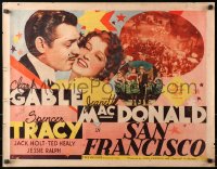 1y714 SAN FRANCISCO 1/2sh 1936 close up of Clark Gable & sexy Jeanette MacDonald, ultra-rare!