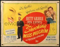 1y717 SHOCKING MISS PILGRIM 1/2sh 1946 art of sexy winking Betty Grable, George & Ira Gershwin!
