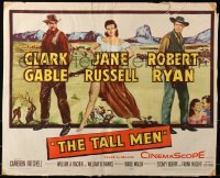 1y730 TALL MEN 1/2sh 1955 full-length art of Clark Gable, sexy Jane Russell showing leg, Robert Ryan!