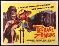 1y738 TEENAGE ZOMBIES 1/2sh 1959 fiendish experiment performed with sadistic horror!