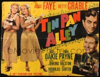 1y742 TIN PAN ALLEY style A 1/2sh 1940 Alice Faye, Betty Grable, Jack Oakie, John Payne, rare!