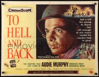 1y744 TO HELL & BACK style A 1/2sh 1955 Audie Murphy's life story as a kid soldier in World War II!