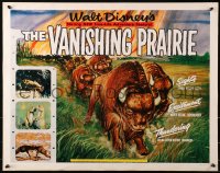 1y754 VANISHING PRAIRIE 1/2sh 1954 Walt Disney, cool art of stampeding buffalo!