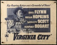 1y756 VIRGINIA CITY 1/2sh R1951 Errol Flynn, Humphrey Bogart & Randolph Scott, plus sexy Hopkins!