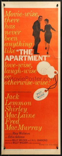1y016 APARTMENT insert 1960 directed by Billy Wilder, Jack Lemmon, Shirley MacLaine!