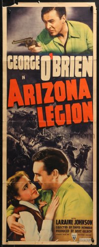 1y017 ARIZONA LEGION insert 1939 western cowboy George O'Brien shooting gun, with Laraine Day!