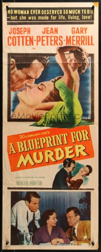 1y043 BLUEPRINT FOR MURDER insert 1953 no one deserved to die more than sexy bad Jean Peters!