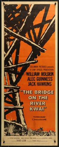 1y051 BRIDGE ON THE RIVER KWAI insert 1958 William Holden, Alec Guinness, David Lean WWII classic!