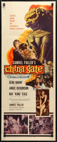 1y068 CHINA GATE insert 1957 Samuel Fuller, Angie Dickinson, Gene Barry, Nat King Cole!