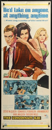 1y070 CINCINNATI KID insert 1965 great art of pro poker player Steve McQueen & sexy Ann-Margret!